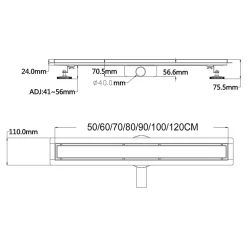 Caniveau de douche 2en1 VINY L.100 cm, réversible à carreler ou inox noir + siphon 360, drainage 36l/min - SANIVERRE