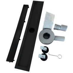 Caniveau de douche 2en1 VINY L.50 cm, réversible à carreler ou inox noir + siphon 360, drainage 36l/min - SANIVERRE