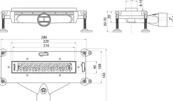 Caniveau de douche extraplat Wirquin So Line L.220 D40 - 288 mm