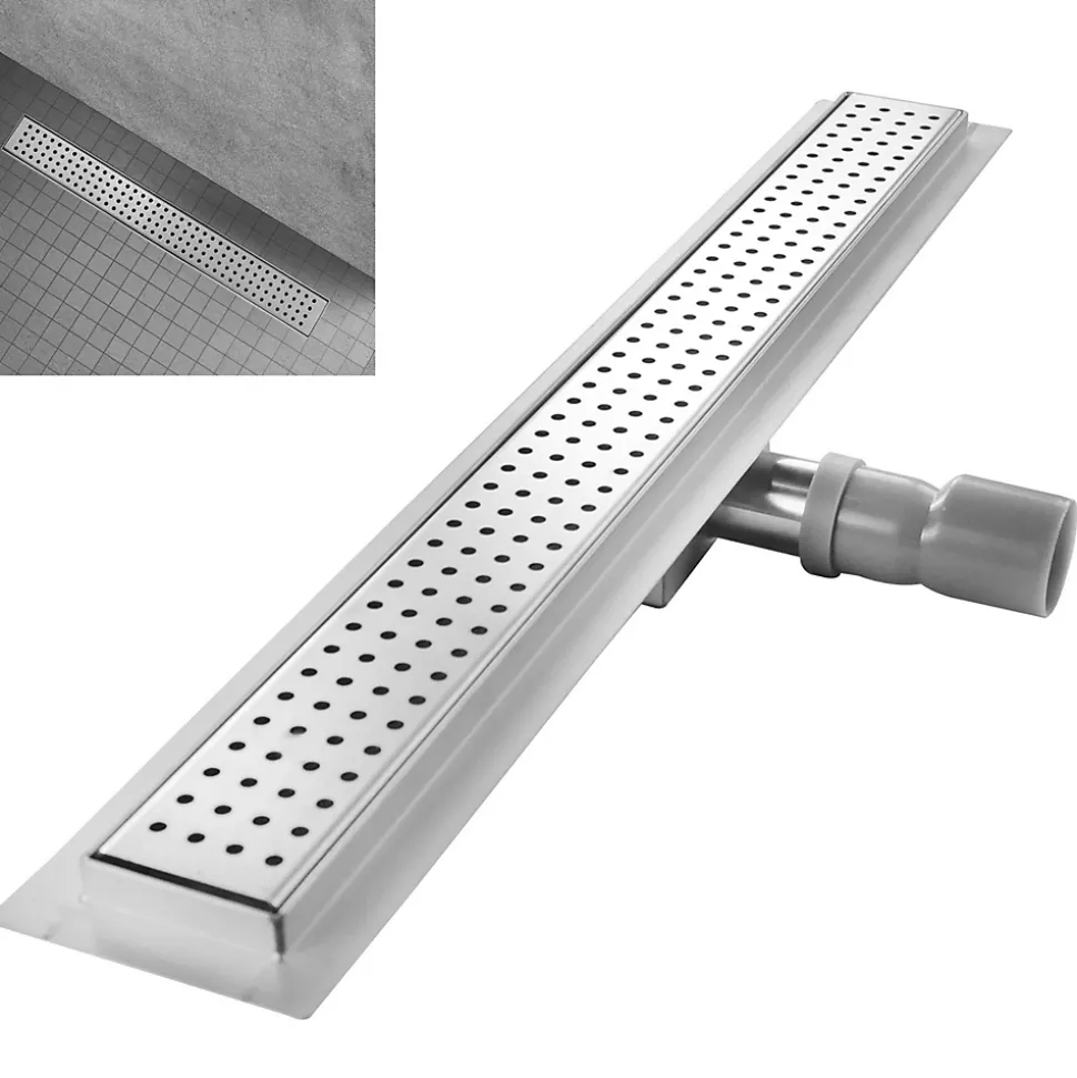 Caniveau de douche HOXY motif en pointillé L.50 cm anti-odeurs, filtre, drainage performant -SANIVERRE