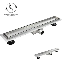 Caniveau de douche Italienne 2en1 CELO L.80 cm à encastrer réversible à carreler ou inox - SANIVERRE