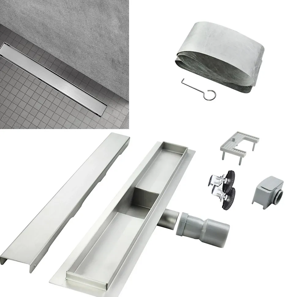 Caniveau de douche Italienne DALA inox L.120 cm anti-odeurs + filtre, drainage performant -SANIVERRE