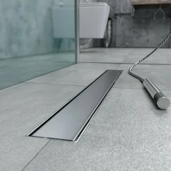Caniveau de douche Italienne DALA inox L.80 cm anti-odeurs + filtre, drainage performant -SANIVERRE