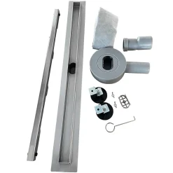 Caniveau de douche italienne étroit TIKA L.90 cm acier inoxydable avec siphon 360, drainage 36l/min SANIVERRE