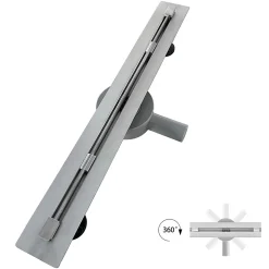 Caniveau de douche italienne slim DEKI L.80 cm acier inoxydable avec siphon 360, drainage performant SANIVERRE
