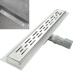 Caniveau de douche L.60 cm JAZY design linéaire, inox, anti-odeurs, drainage élevé - SANIVERRE