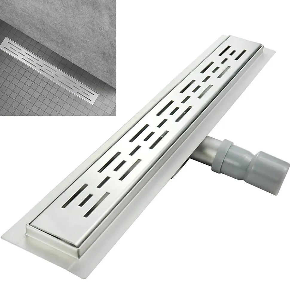 Caniveau de douche L.120 cm JAZY design linéaire, inox, anti-odeurs, drainage élevé - SANIVERRE