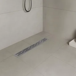 Caniveau de douche L.120 cm JAZY design linéaire, inox, anti-odeurs, drainage élevé - SANIVERRE