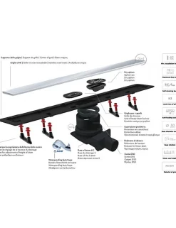 Caniveau de douche sans cadre en or plaqué 24 carats FRAMELESS LINE-55 cm--