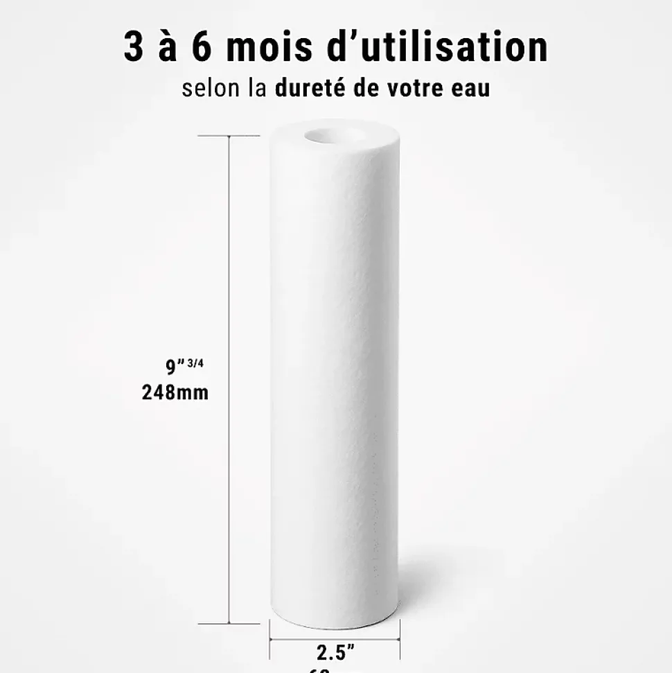 Cartouches anti-sédiments 9' 3/4 lot de 5 filtre à eau sous évier - 20 µm