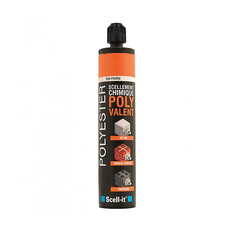Cartouches scellement chimique ton gris béton Polyvalent F 300ml SCELL-IT