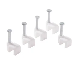 25 cavaliers pour câble électrique 2 fils 4 mm blanc