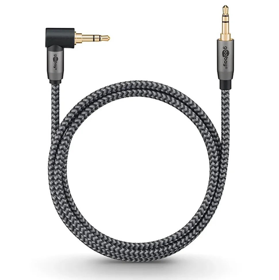 Câble audio Jack 3.5 coudé 90 or 2 m GOOBAY