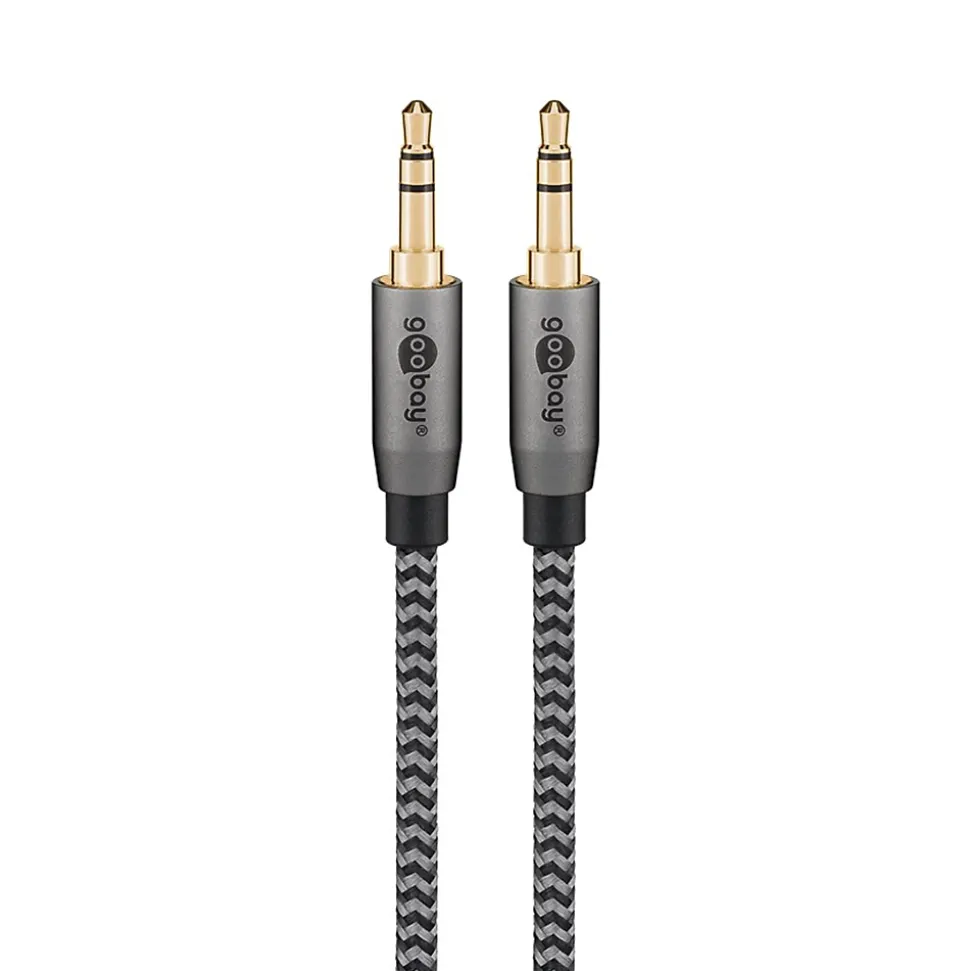 Câble audio Jack 3.5mm gold noir 50cm GOOBAY