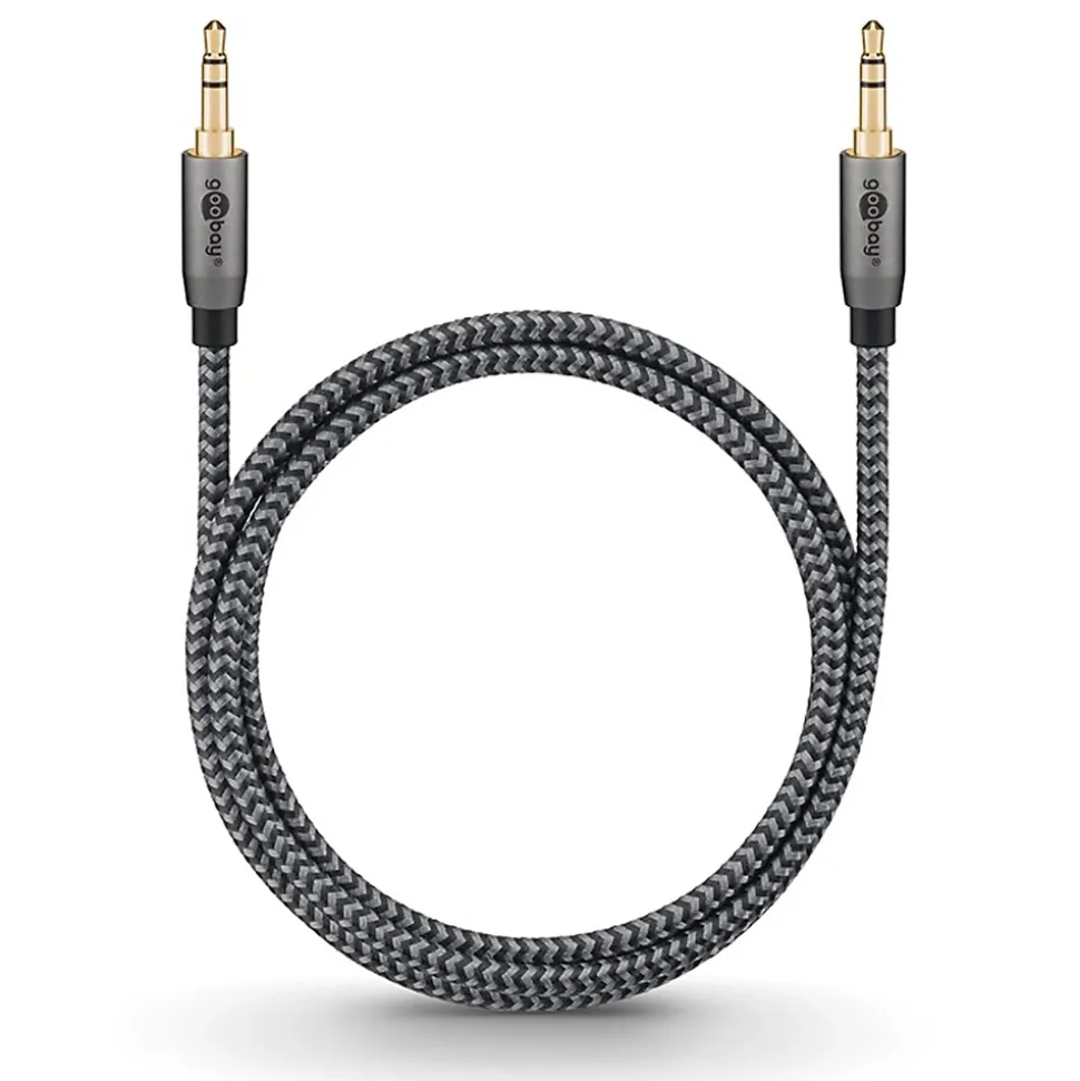 Câble audio Jack 3.5mm gold noir 50cm GOOBAY