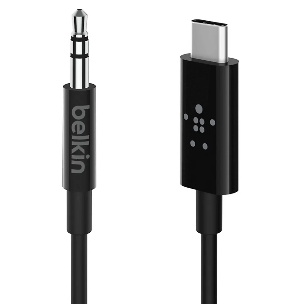 Câble audio Jack 3,5mm vers USB-C 90cm noir