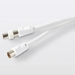 Câble coaxial Blyss blanc 19 VATC nickelé M/F + adaptateur M/M L.1,5 m