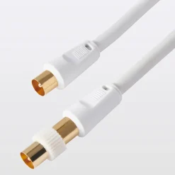 Câble coaxial Blyss blanc 17 VATC plaqué or M/F + adaptateur M/M L.1,5 m