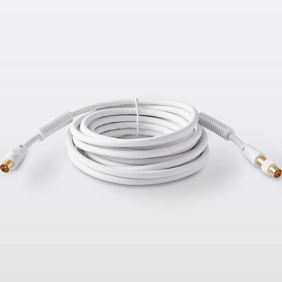 Câble coaxial Mâle / Femelle + adaptateur Mâle / Mâle blanc Blyss Or, 5 m