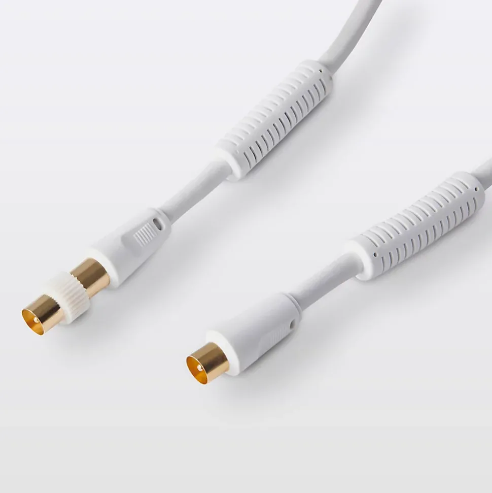 Câble coaxial Mâle / Femelle + adaptateur Mâle / Mâle blanc Blyss Or, 5 m