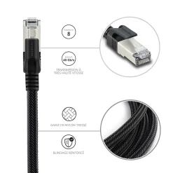 Câble Ethernet RJ45 CAT 8 mâle/mâle tressé - S/FTP 10 m - Metronic 395631