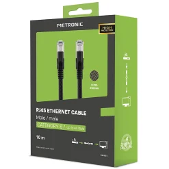 Câble Ethernet RJ45 CAT 8 mâle/mâle tressé - S/FTP 10 m - Metronic 395631