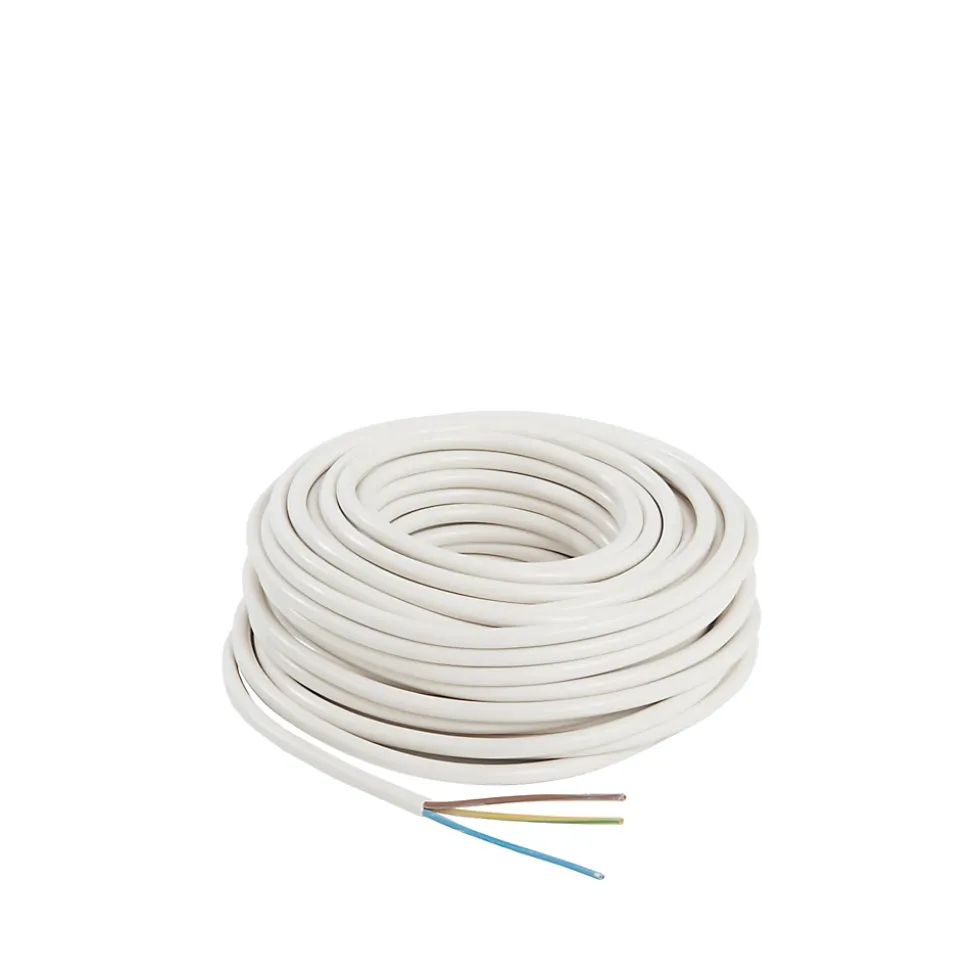 Câble électrique flexible H05VVF 3x1,5 mm² Blanc - 25 m