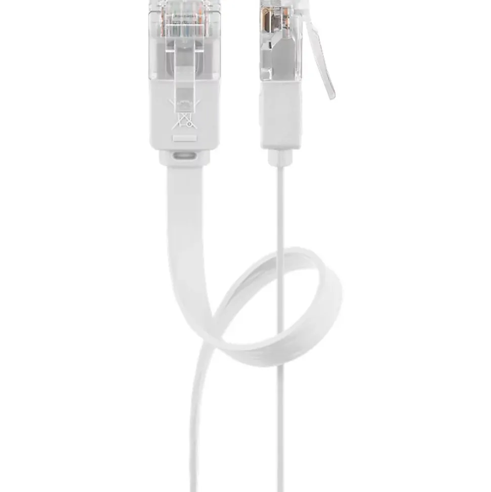 Câble RJ45 Cat6 2m non Blindé plat Blanc GOOBAY