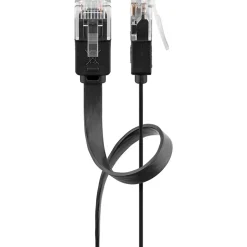 Câble RJ45 Cat6 15m non Blindé plat Noir GOOBAY