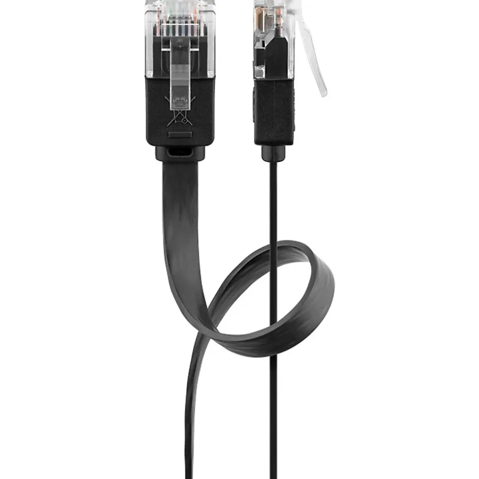 Câble RJ45 Cat6 15m non Blindé plat Noir GOOBAY