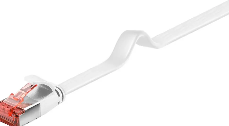 Câble RJ45 Cat6 plat blindé blanc 25cm GOOBAY