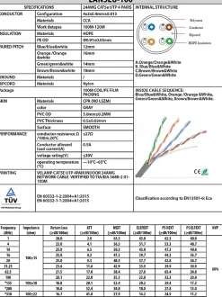 Câble réseau CAT5E UTP 100mt en bobine, certifié CPR
