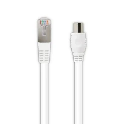 Câble TV coaxial 9,52 mm mâle/RJ45 mâle 5 m - blanc