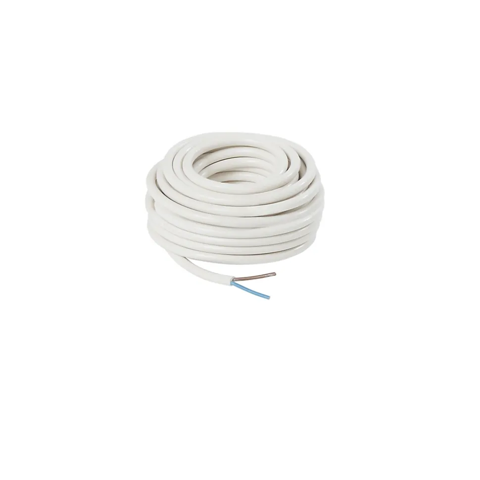 Câble 2X1,5 mm² H05VVF blanc couronne 10m