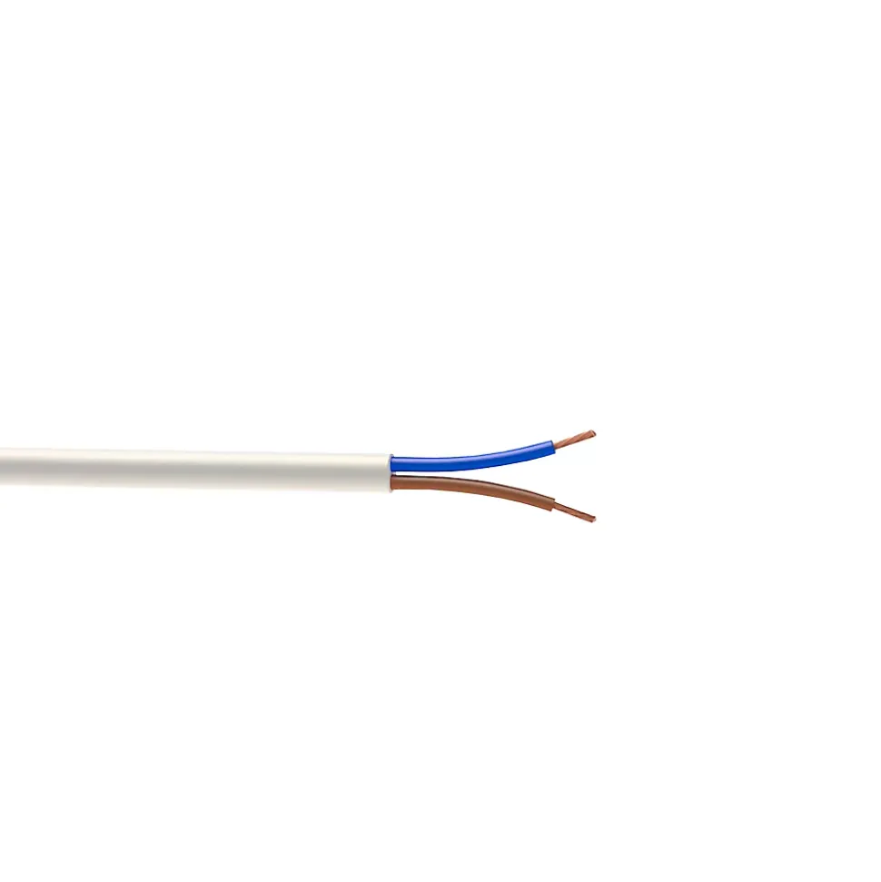 Câble 2X1,5 mm² H05VVF blanc couronne 10m