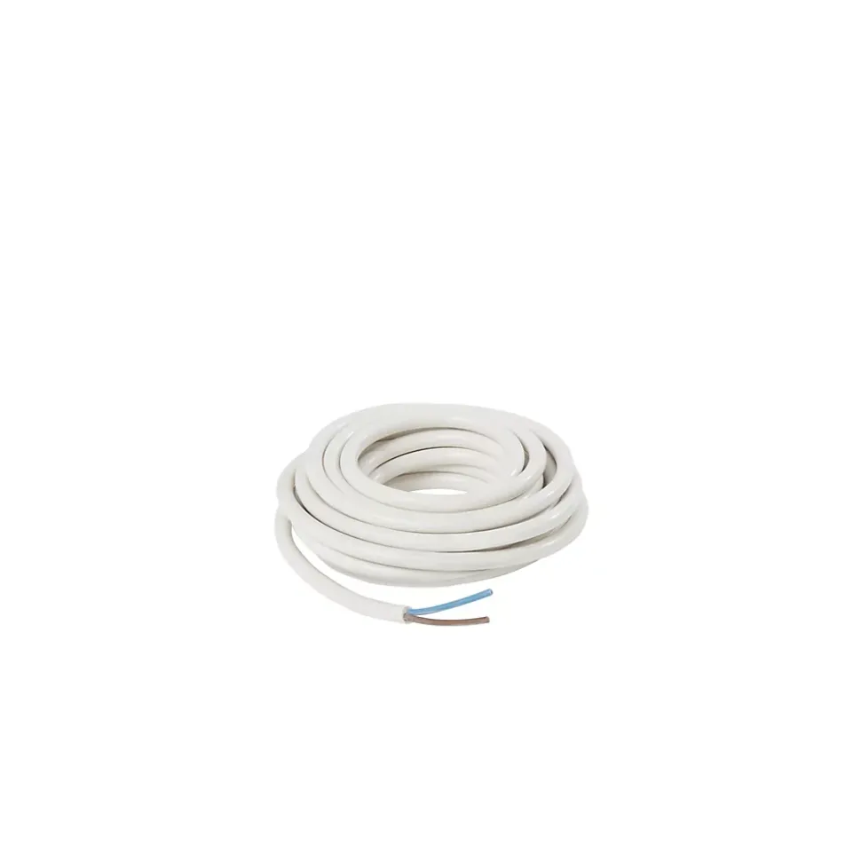 Câble 2X1,5 mm² H05VVF blanc couronne 5m