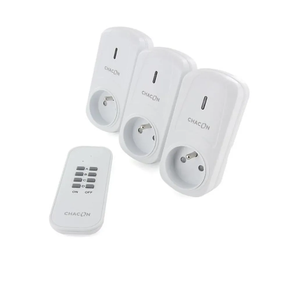CHACON Set de 3 prises On/Off+ Telecommande 2000W - FR