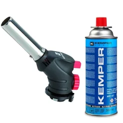 Chalumeau à gaz Multi-usages Soudure Brasage Cuisine + Cartouche de gaz butane 227gr KEMPER