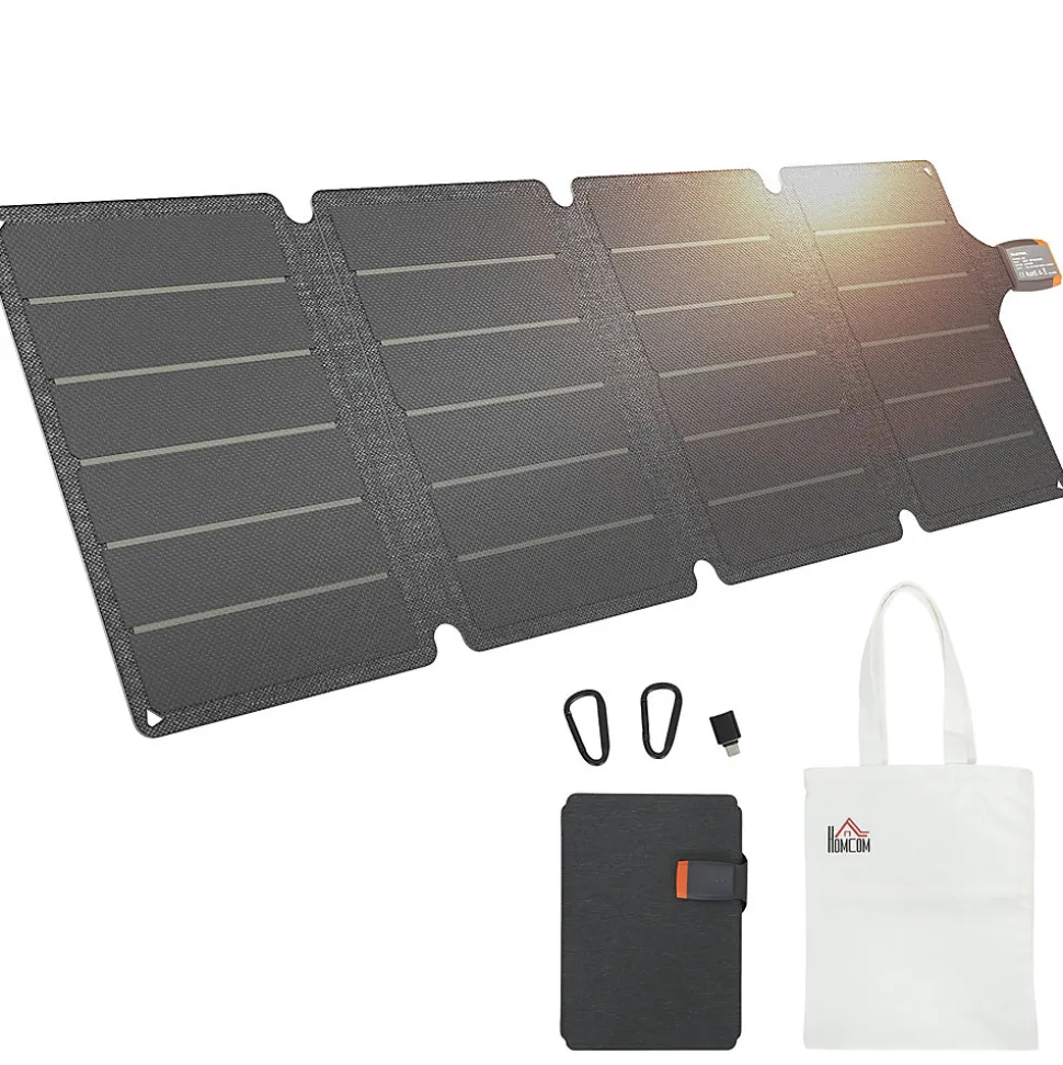 Chargeur solaire portable 36W ports type-C et USB-a norme IP67 RoHS CE-RMC gris