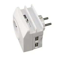 Chargeur universel 2 USB 1 prise 2 ports + Terre 16A Enexo