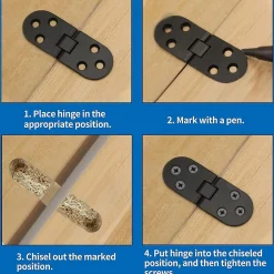 Charnières de porte plates, charnières de porte pliantes, charnières de porte pliantes en alliage pour machine à coudre, 4 pièces