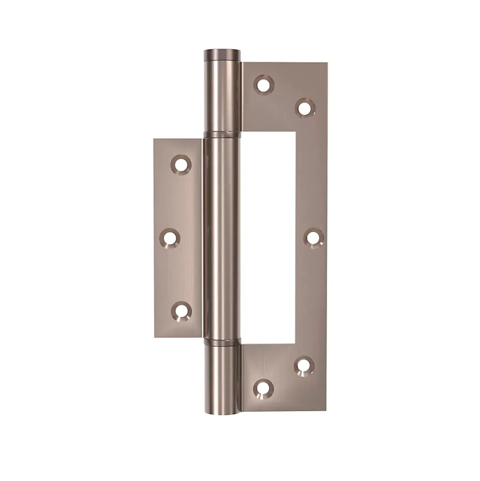Charnière simple action à ressort, 150X40 mm, en acier inox 304 satinée posée totalement en applique