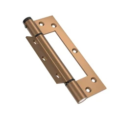Charnière simple action à ressort, 150X30 mm, aluminium anodisée bronze posée totalement en applique, a lame centrée.
