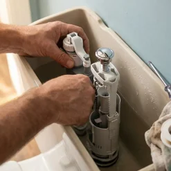 Chasse d'eau + robinet flotteur bas Flomasta, double bouton poussoir + étrier