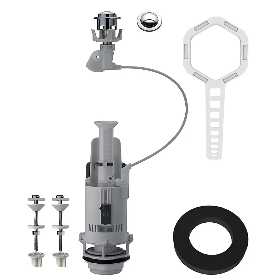 Chasse d'eau + robinet flotteur à ouverture différé Flomasta, double bouton poussoir + câble