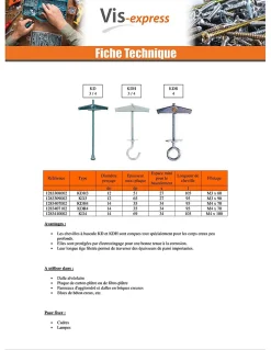 Cheville à bascule FISCHER M6X100 Acier zingué KDH6 - 10 pièces