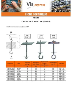 Cheville à bascule FISCHER M4X70 Acier zingué KDH4 - 1 pièce