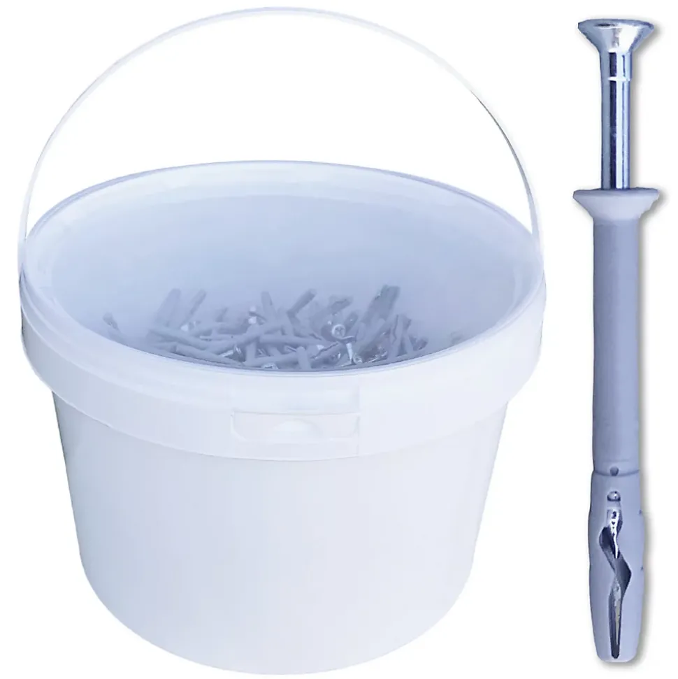 600 Chevilles à Frapper NHS D. 5 x Lt. 45 mm avec Vis Tête Fraisée (en seau) - D-Work