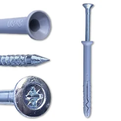 200 Chevilles à Frapper NHS D. 8 x Lt. 80 mm avec Vis Tête Fraisée (en seau) - D-Work
