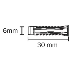200 chevilles universelles Diall nylon CL Ø6x30mm